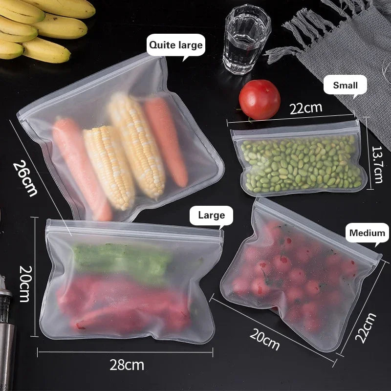 10Pcs Silicone Food Storage Bag Leakproof Reusable Stand Up Zip Shut Bag Cup Fresh Bag Food Storage Bag Fresh Wrap