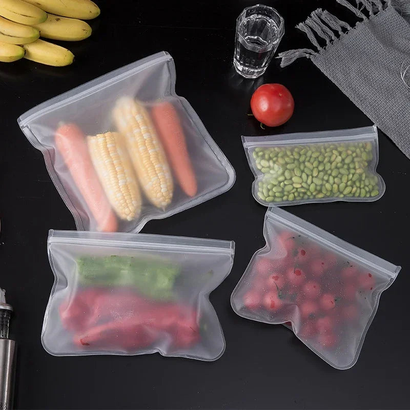 10Pcs Silicone Food Storage Bag Leakproof Reusable Stand Up Zip Shut Bag Cup Fresh Bag Food Storage Bag Fresh Wrap